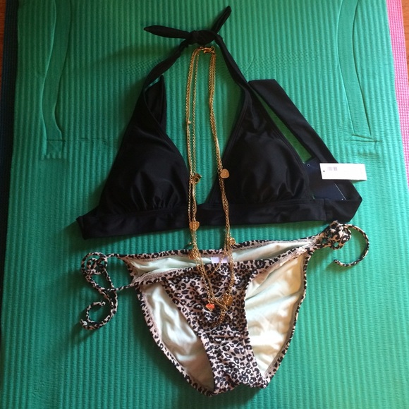 Black Halter Lightly Padded Bikini Top