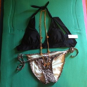 Black Halter Lightly Padded Bikini Top