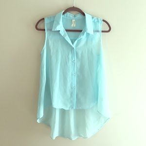 Sheer Sleeveless Mint Top