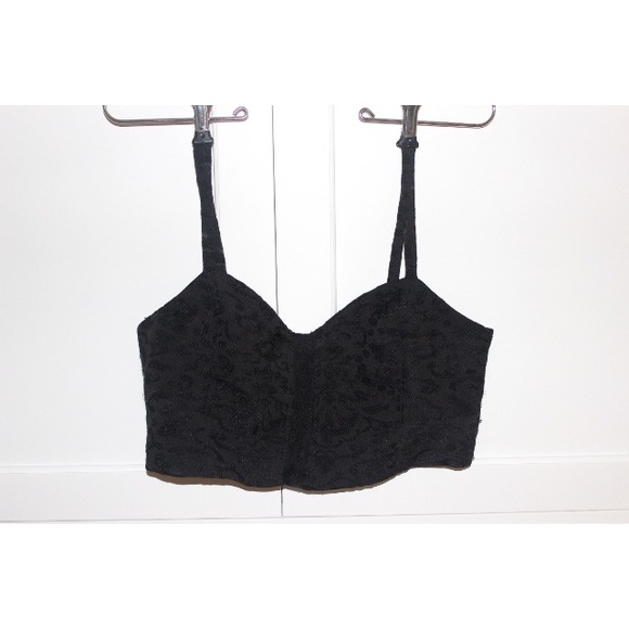 Midnight Black Patterned Crop Top