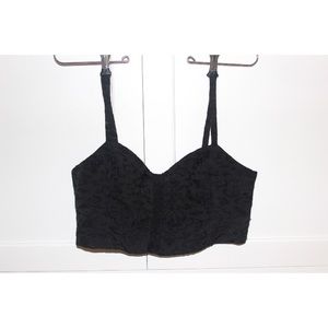 Midnight Black Patterned Crop Top