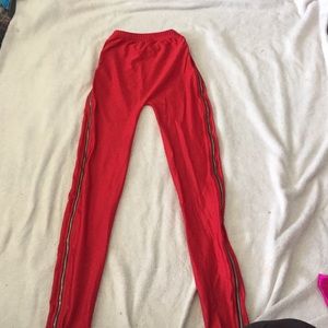 AA red leggings with zipper sides
