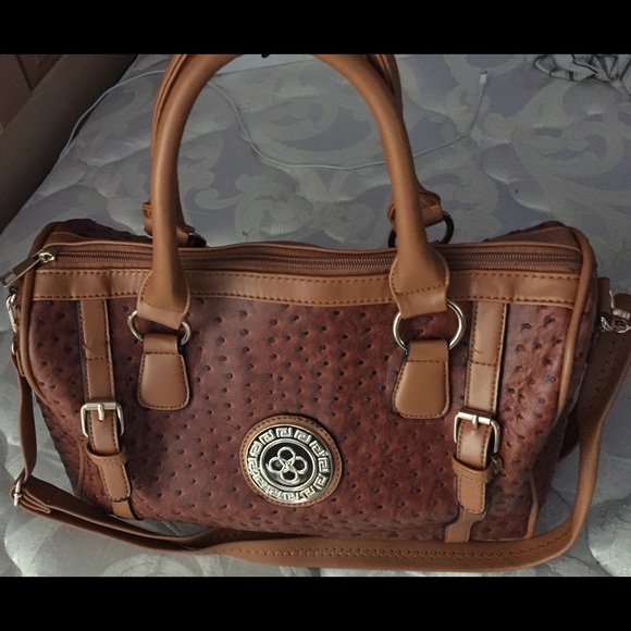 🆕Brown Barrel Satchel FauxLeatherZipper Crossbody