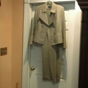 Antonio Melanie beige pinstripe pants suit