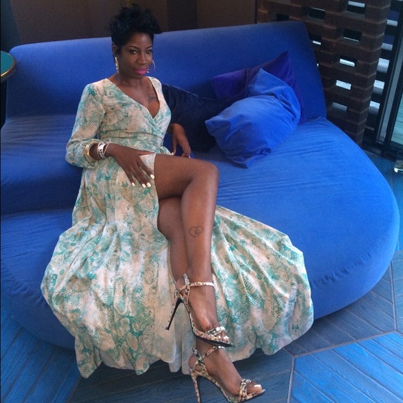Multicolored snake print maxi dress