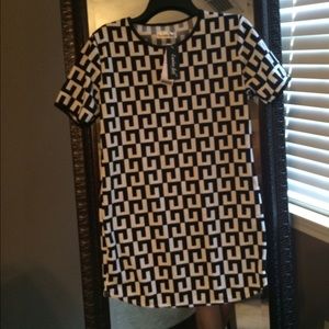Black and white shift dress