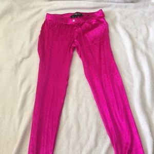 Hot pink shiny leggings