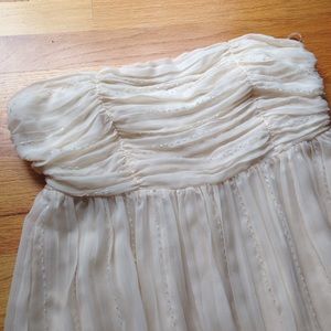 Cream Beaded Strapless Dress