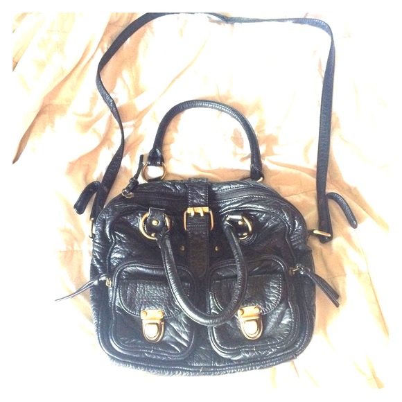 Black faux leather hand/shoulder bag