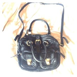 Black faux leather hand/shoulder bag