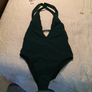 Dark green one piece swimsuit