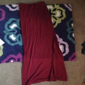 Long red skirt