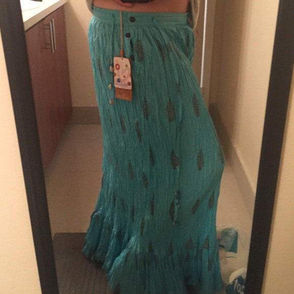 Authentic Akkriti Indian Skirt - teal, large