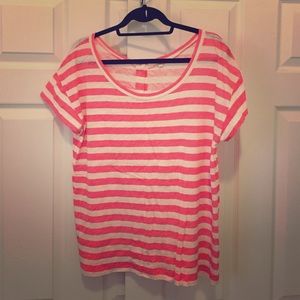J. Crew pink/white striped shirt, button down back
