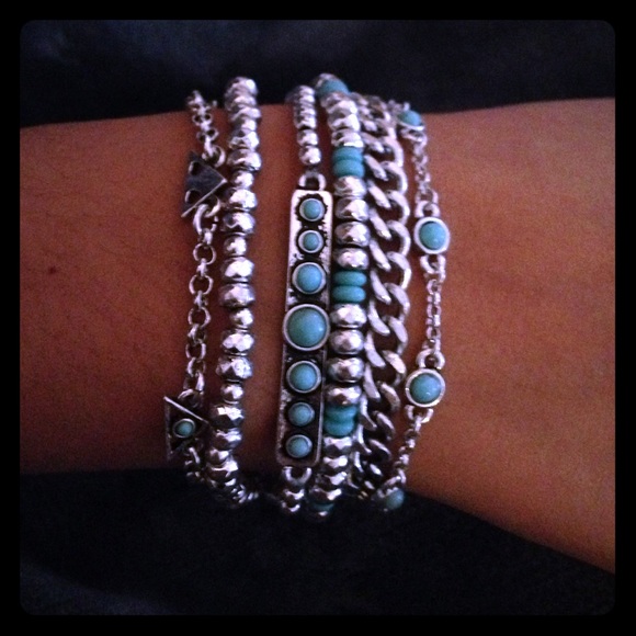 Lucky Brand stacked silver bracelets