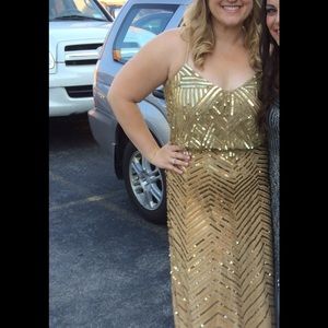 Adrianna Papell gold sequin dress size 12