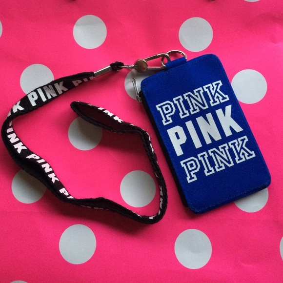 Pink nwot blue ID lanyard