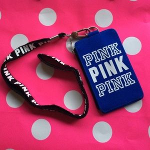 Pink nwot blue ID lanyard