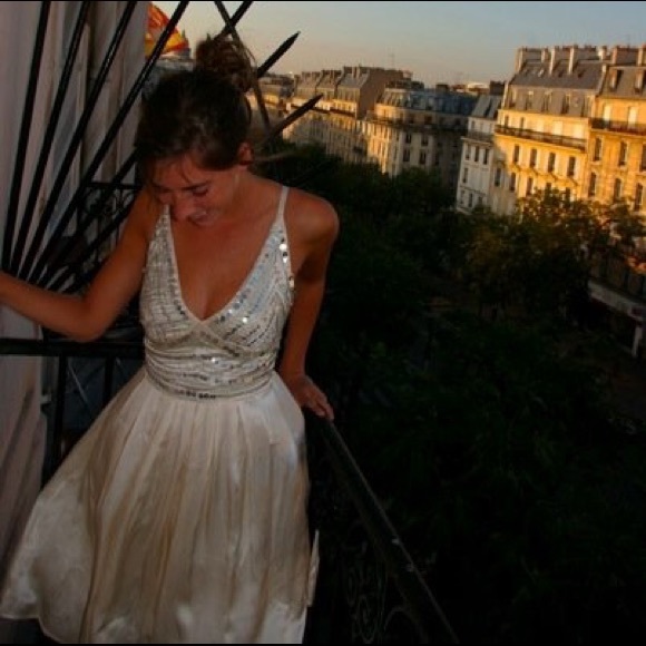 guess white and silver sequences dress, size 3
