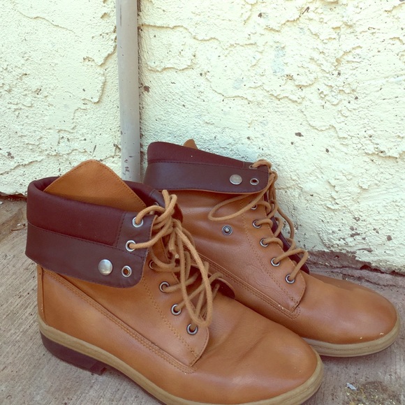 Tan combat boots