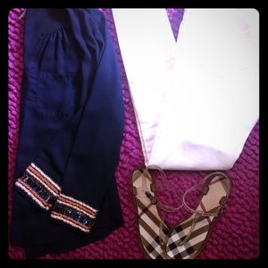 Navy blouse with beautiful beaded sleeves