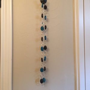Brown, blue, & silver long necklace