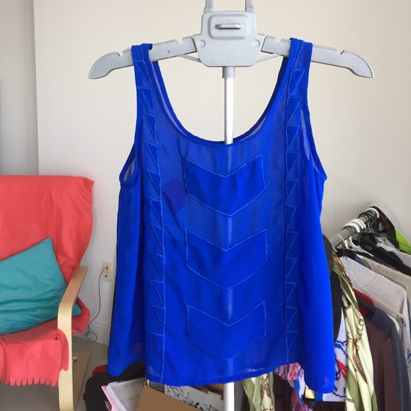 Royal blue sheer top