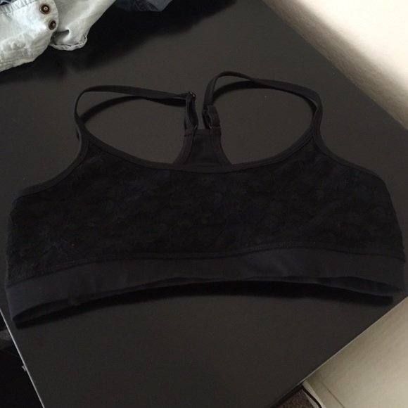Black lace sports bra