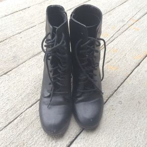 Black Lace Up Ankle Booties