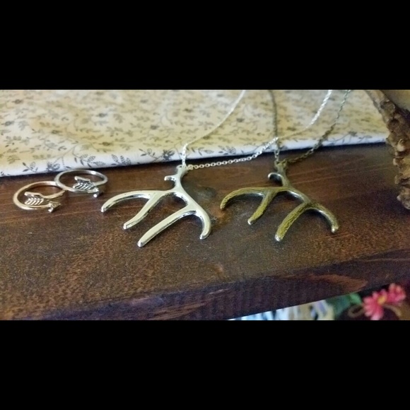 Silver Arrow Ring & Silver Antler Necklace
