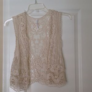 Cream crochet/lace vest