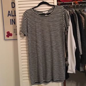 Blue and white striped tshirt dress