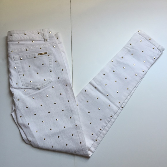 Michael Kors White Stud Skinny Jeans - Picture 2 of 4