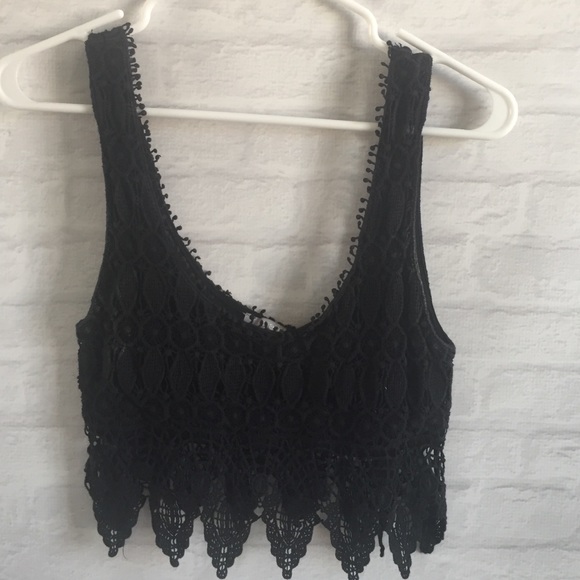 Black Crochet Crop Top