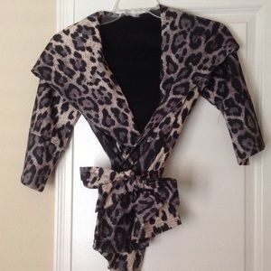 Leopard print wrap jacket with hood