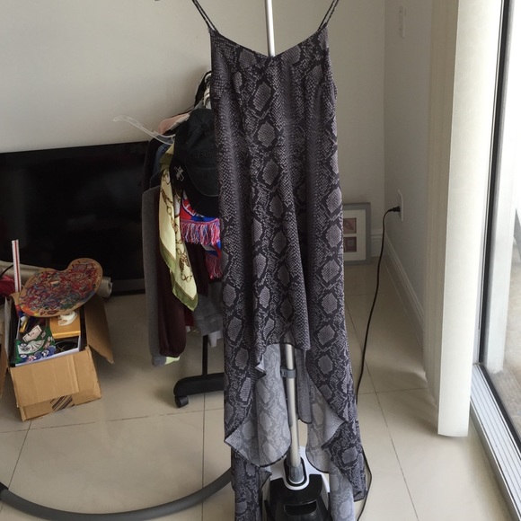 Snake print high low dress