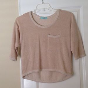 Thee-quarter champagne metallic sweater
