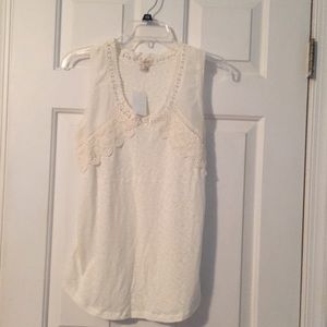 J.Crew Factory Ivory Lace Trim Tank XXS