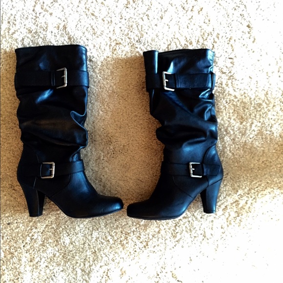 Mossimo black heeled mid calf boots size 7.5