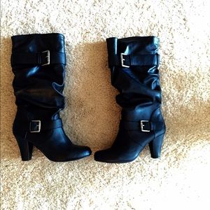 Mossimo black heeled mid calf boots size 7.5