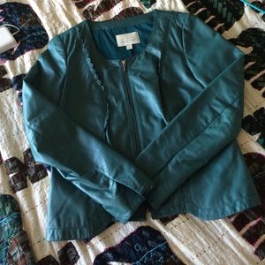 Teal leather jacket by hinge