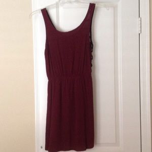 Wine colored dress with black back detail