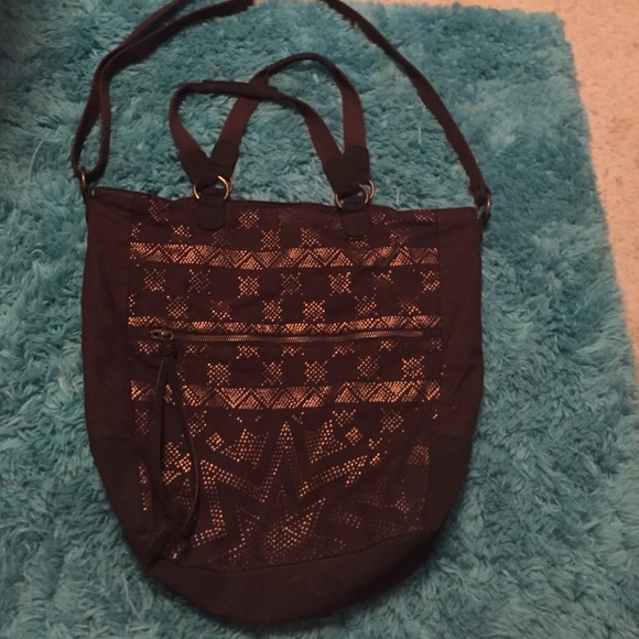 Brown and gold handbag