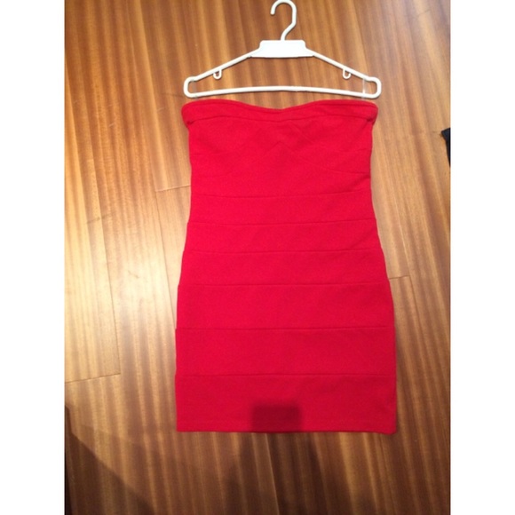 Red Strapless Dress - Picture 1 of 3