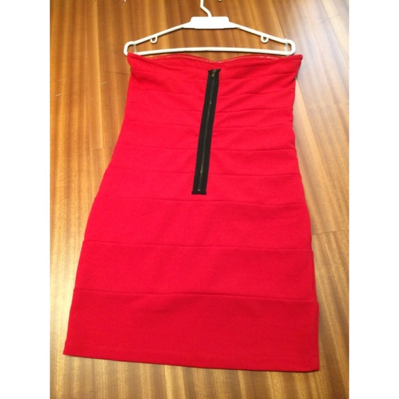 Red Strapless Dress - Picture 3 of 3