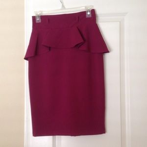 Purple peplum pencil skirt