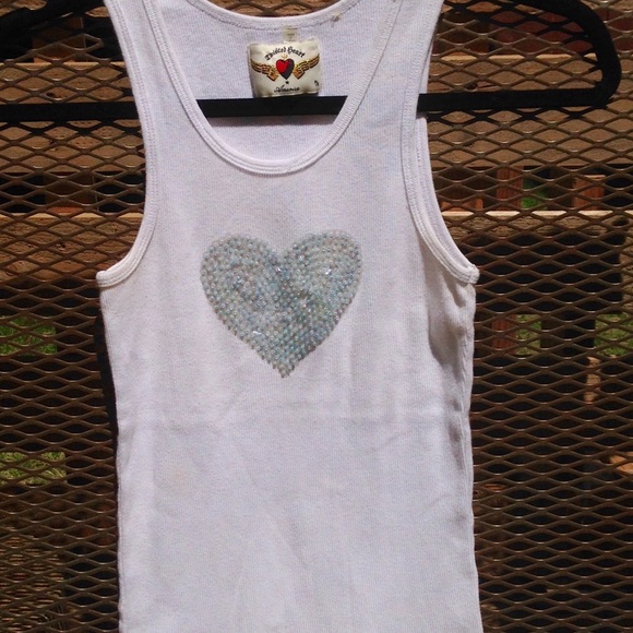 Twisted Heart sequined heart cotton tank top