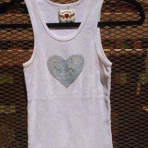 Twisted Heart sequined heart cotton tank top