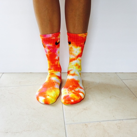 orange tie dye nike socks