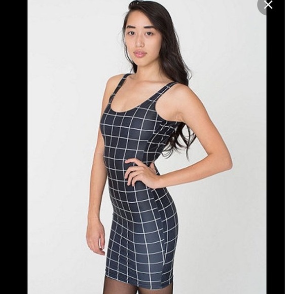American apparel grid print body con dress